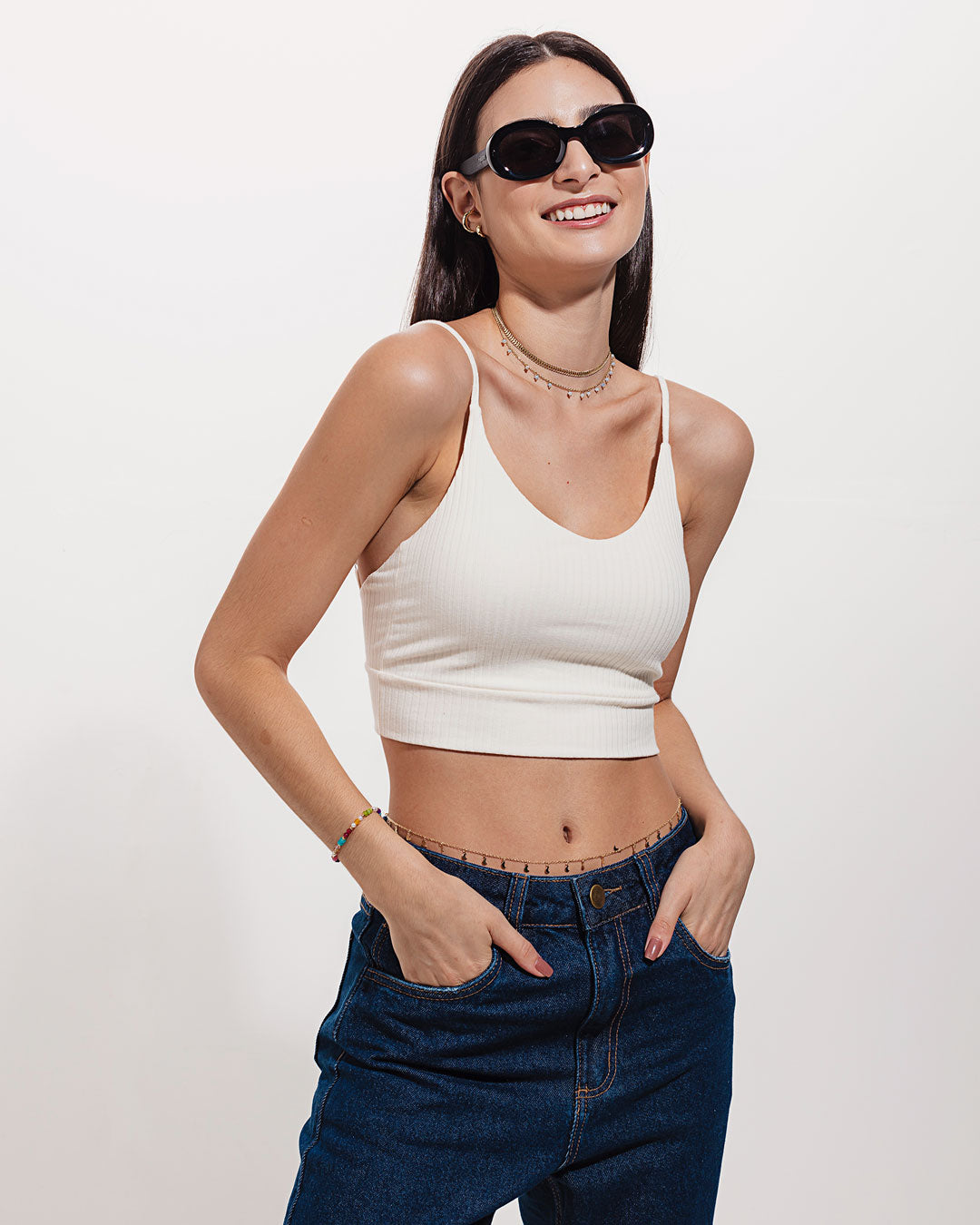 Blusa Cropped Alça Fina Bromélia