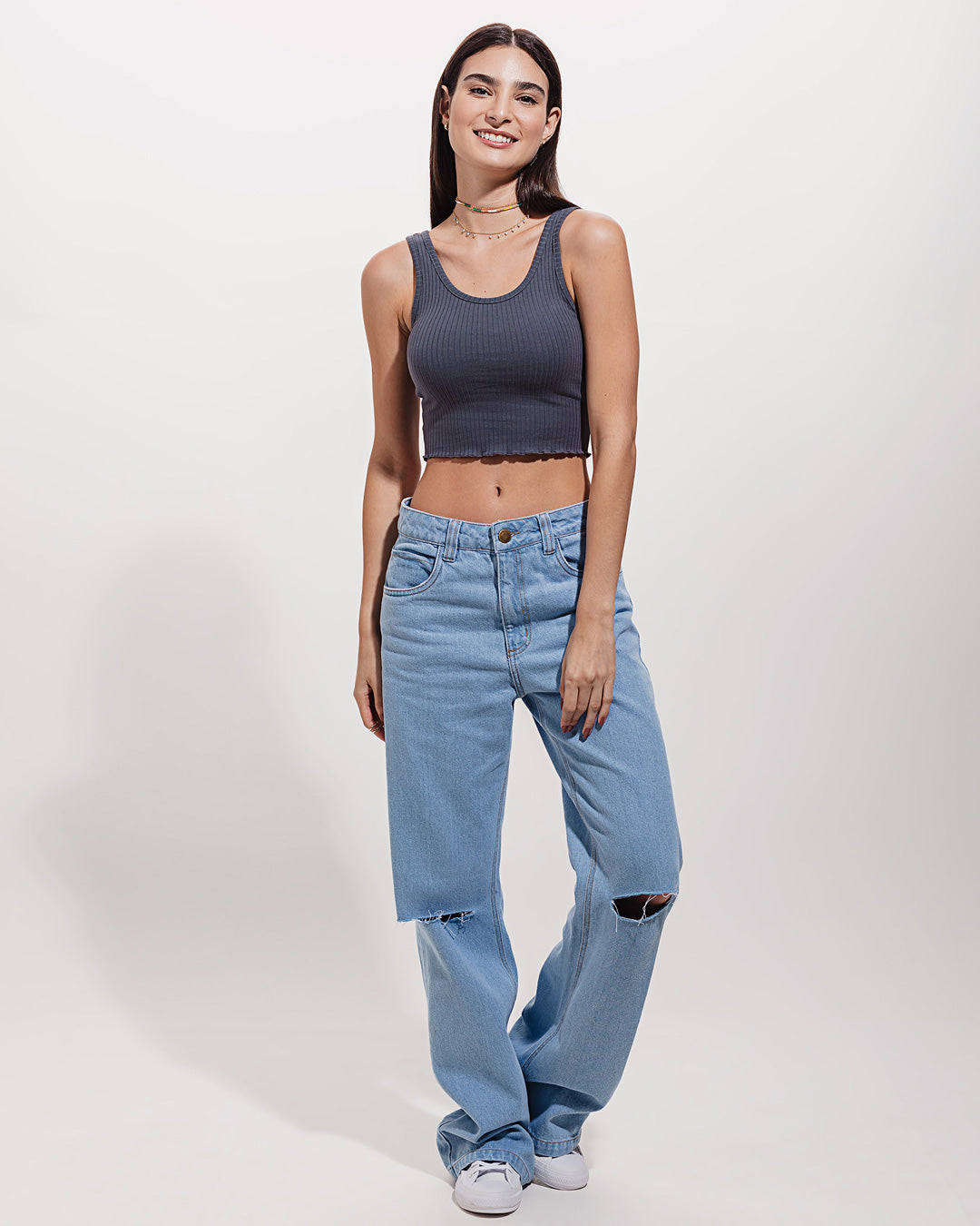 Regata Cropped Jasmim Grafite Minimadeia Compre roupas estilosas na Amorope, site seguro, frete grátis e parcelamento sem juros. Moda feminina e masculina num só lugar.